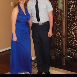 Blue sparkly halter dress